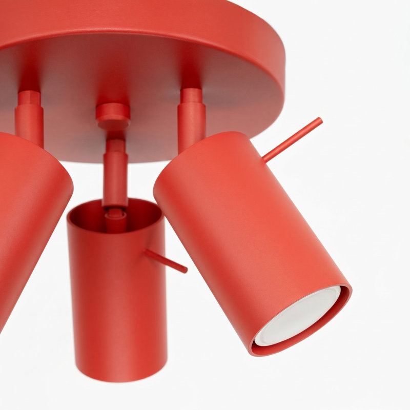 RING Steel Spotlight, Red, 25,7x25,7x14,5 cm, 3 Lights
