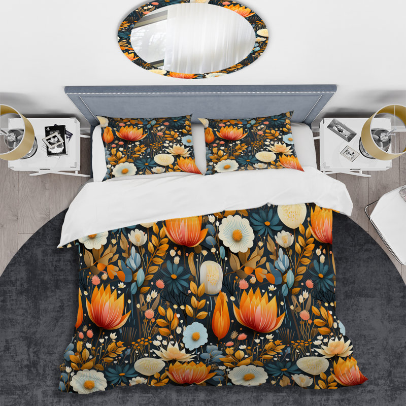 Mod Botanicals - Ensemble de housse de couette Mid-Century, Housse de couette pour très grand lit et 2 très