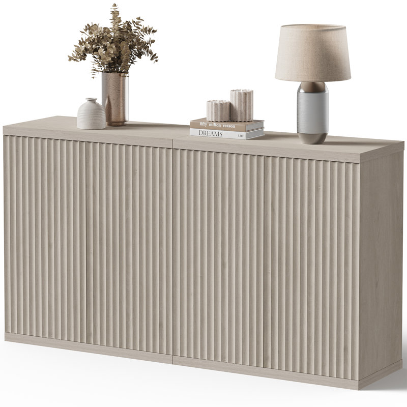 Armoire d'appoint avec tablettes réglables Cesiro, Aulne blanc, 2