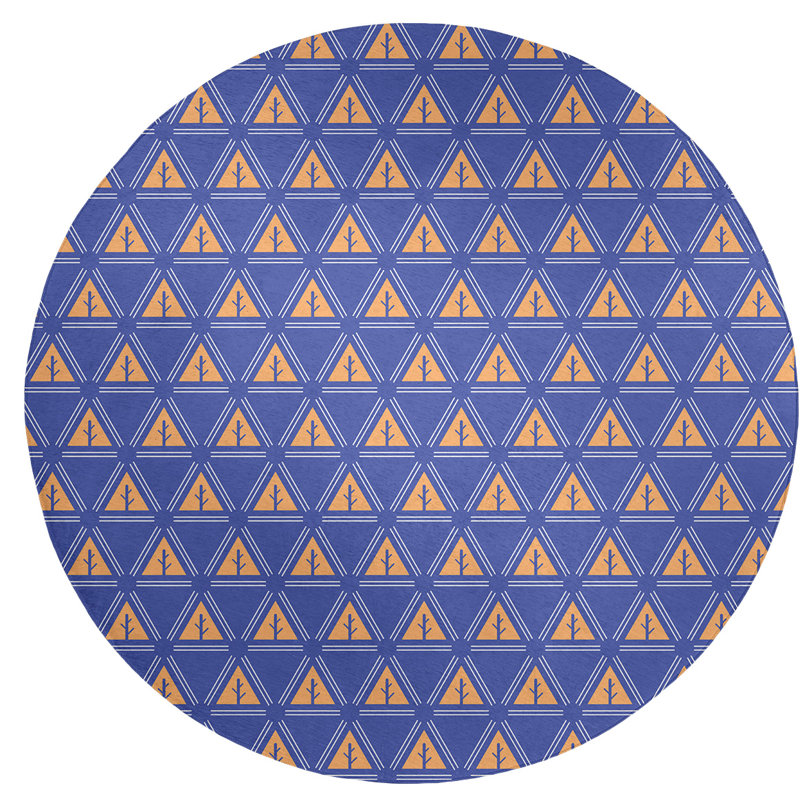 Tapis bleu / orange Minimalist Trees, Rond 5 pi