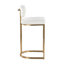 Tabouret de bar à hauteur fixe en métal doré et tissu crème - ensemble de 2