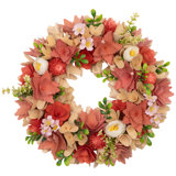 Artificial Mini Thistle Flowers Wooden Spring Wreath - 14" - Pink And Cream