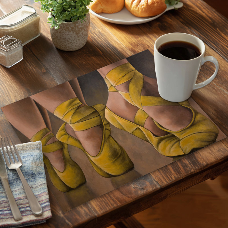 Contemporary Yellow Synchronized Ballerinas Polyester Placemat