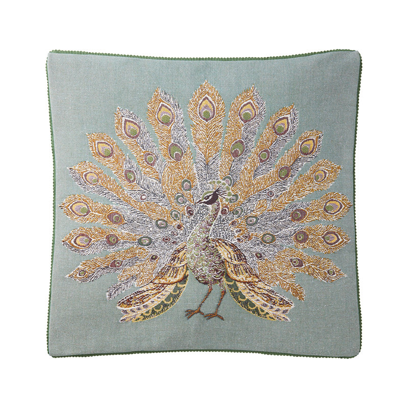 Voliere Decorative Pillow, Aqua/Gold