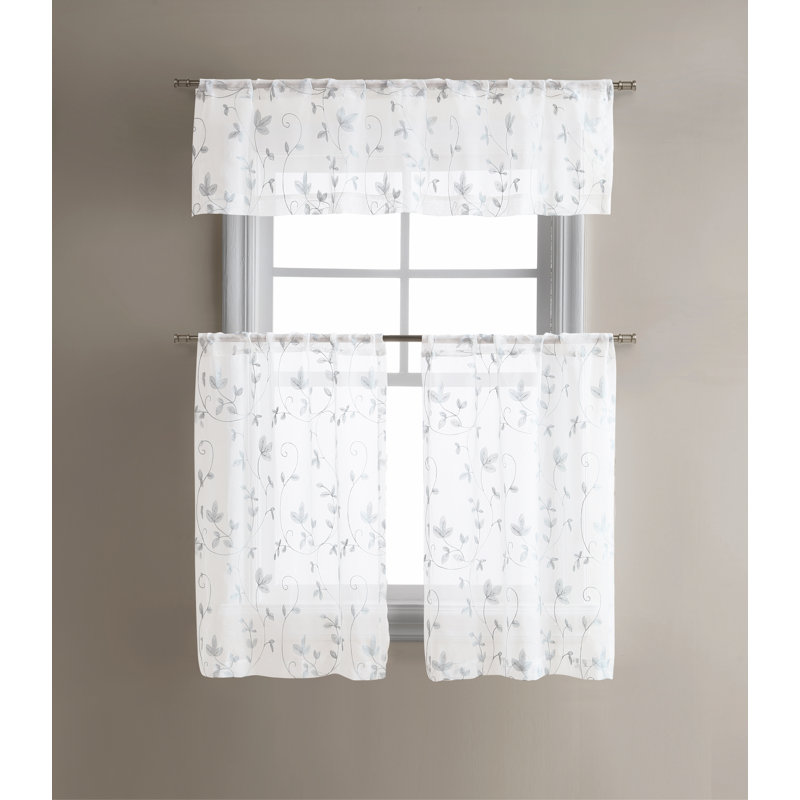 Bridgehampton Floral Tailored Window Valance, Gray