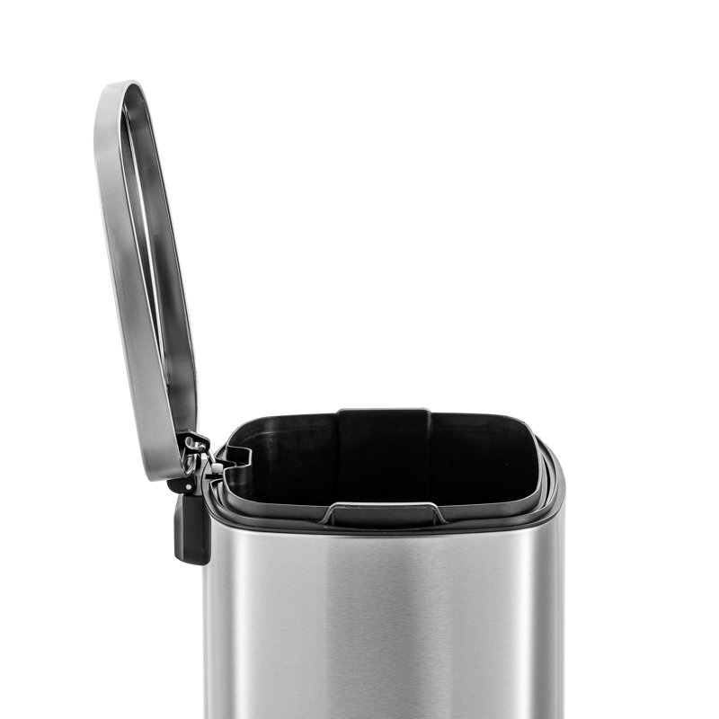 Silver Stainless Steel Pedal Trash Can Combo Set
