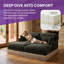 Canapé moderne en chenille à imprimé léopard avec repose-pieds mobile, assise profonde et conception ergonomique-126553591