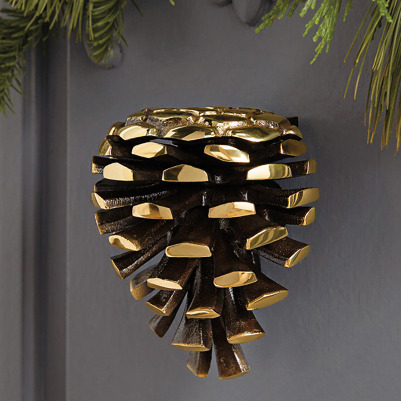 Heurtoir de porte pomme de pin, Laiton, H 4,5 po x l 3 po x p 3 po