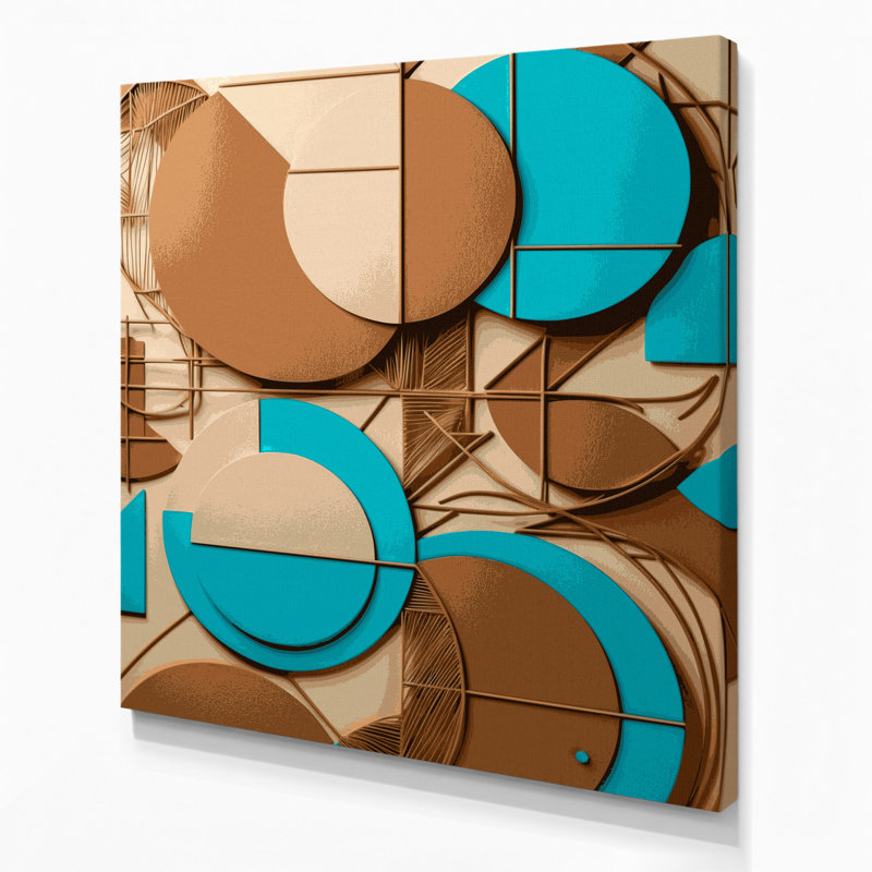 «Abstract Shapes 84», art mural sur toile brune, H 12 po x l 12 po