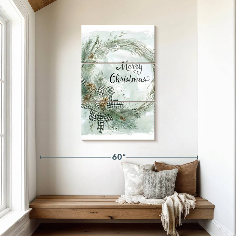 Couronne de pin Lelend Merry Christmas, H 45 po x l 28 po