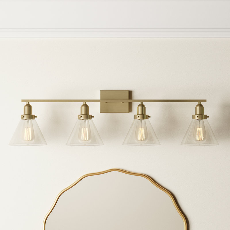 Catalina 4-Light Dimmable Vanity Light in Warm Brass, Warm Brass