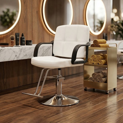 Fauteuil de coiffeur professionnel avec pivotement à 360 ° et hauteur réglable