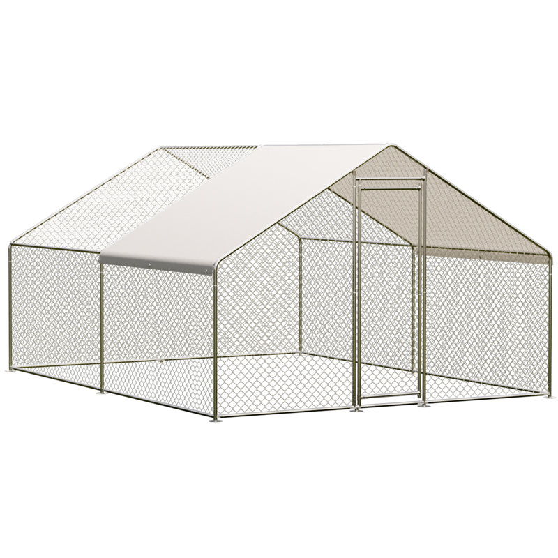 Grand poulailler en métal avec auvent imperméable et grillage pour les lapins de volaille