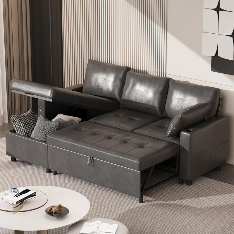 3 Seater Faux Leather Sofa Bed