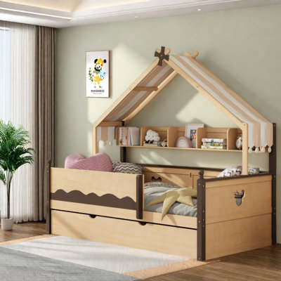 Lits simples avec rangement House, lit de jour moderne en bois aggloméré pour enfants