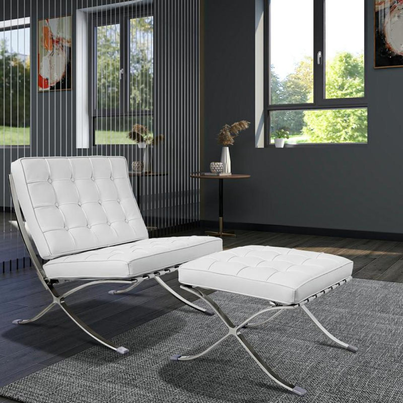 Méridienne pliable avec repose-pieds Modern Sofa, Blanc
