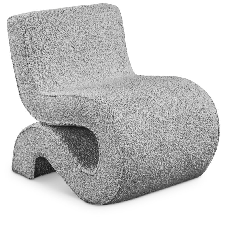 Fauteuil d'appoint en tissu 22,5 po Desiree, Tissu gris bouclé