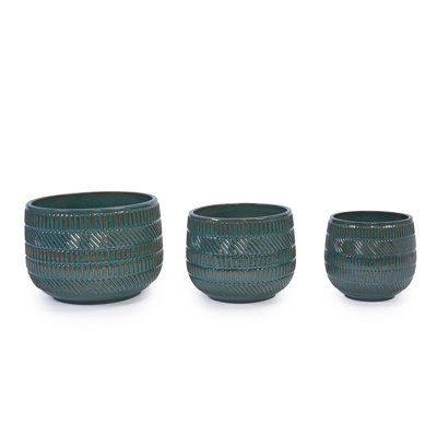 Indoor/Outdoor Modern Ceramic Pot Planter with Drainage Hole(Set of 3)