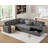 130" Wide U-Shaped Sectional Sofa With Multiple Storage Seats And 2-Seat Movable Ottoman, Gray Corduroy-1115954449