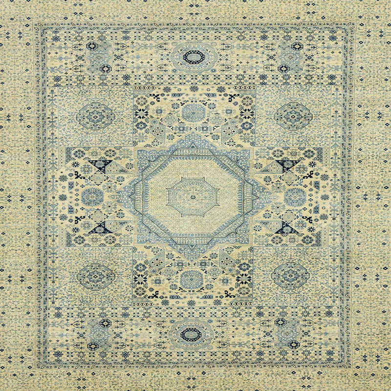 Tapis abstrait 100% lavable à la machine 2351 ABS2351, Carré 6 pi