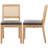 Mid Century Modern Farmhouse Style Rattan Dining Chairs, Cane Upholstered Kitchen Side Chair With Natural Hardwood Frame-551457053