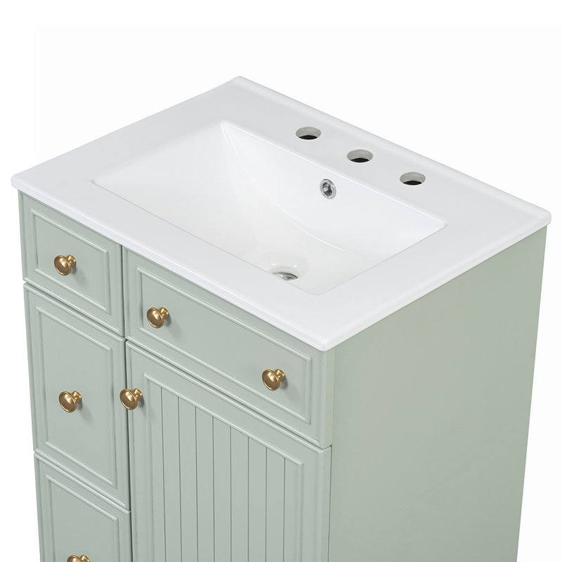 24'' Single Bathroom Vanity with Top, Green