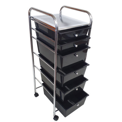 Chariot de rangement roulant avec organisateur et tiroirs en plastique