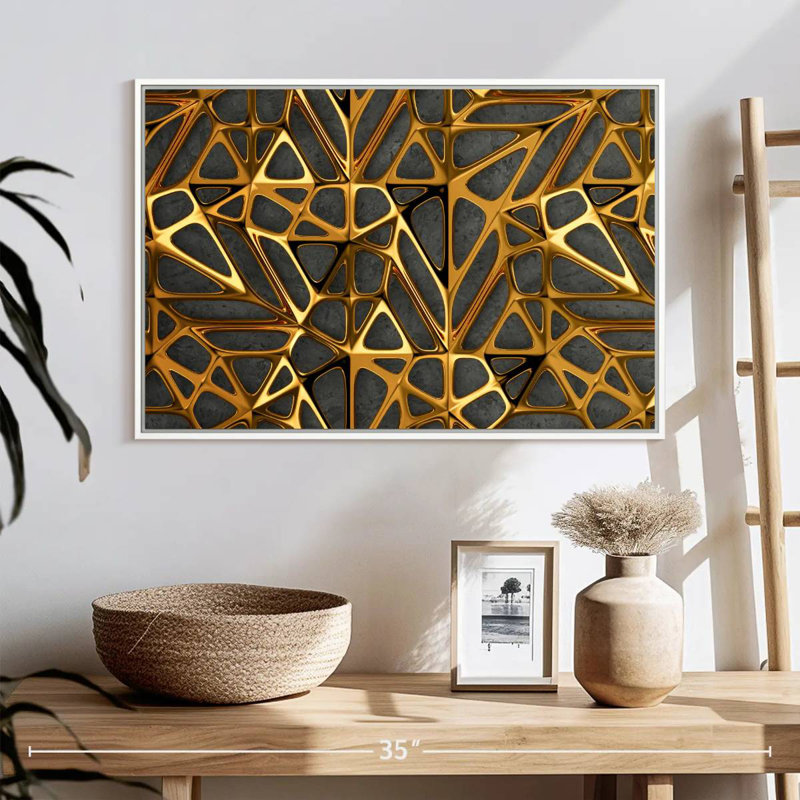 Treillis en métal doré, 25 po x 17 po, Cadre flottant blanc