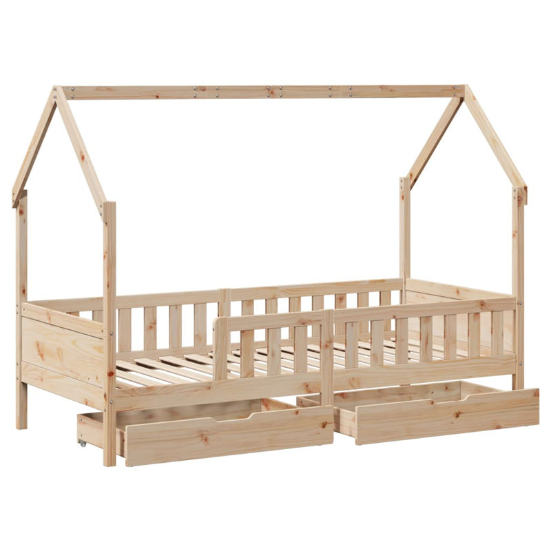 Ariane Standard House Beds with Trundle Included, Single (90 x 190 cm), Natural