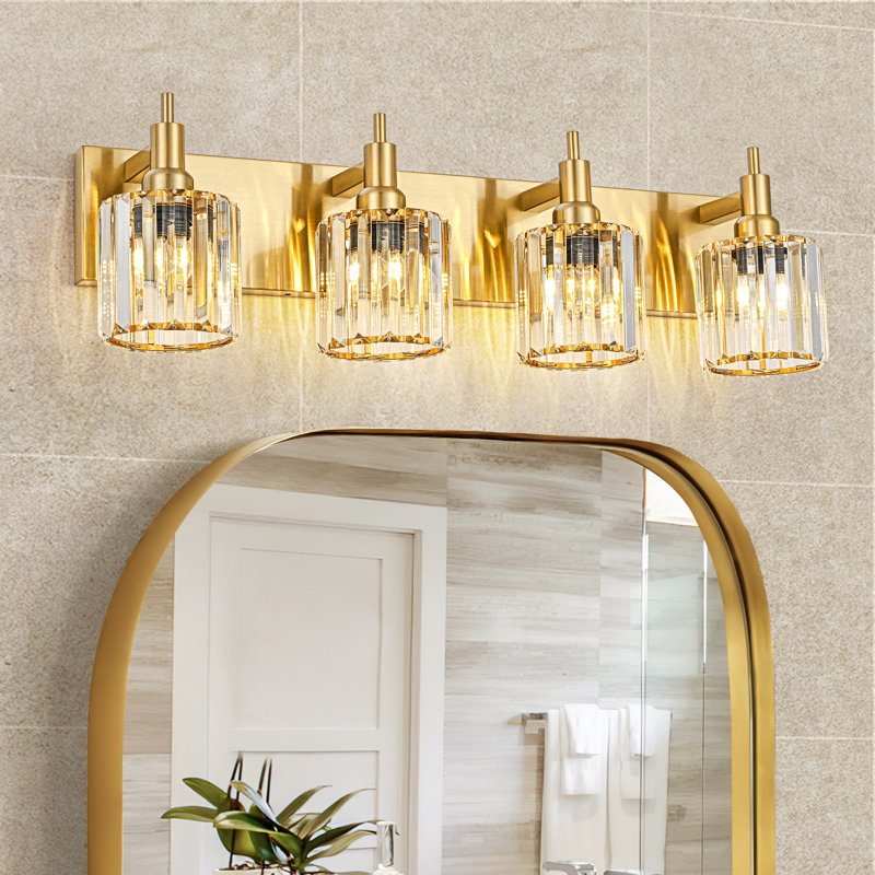 Éclairage pour meuble-lavabo à intensité variable Taevion, Doré, Quatre lumières