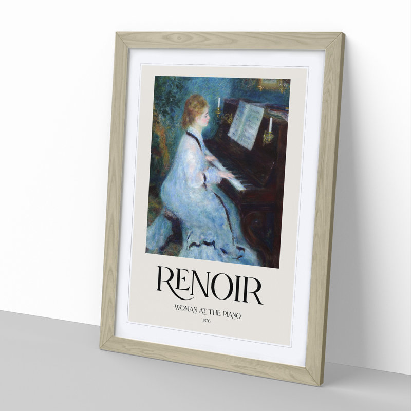 Woman at the Piano Print by Pierre-Auguste Renoir - Picture Frame Painting, Oak, 36cm H x 27cm W x 2cm D