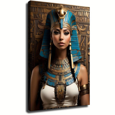Egyptian Female Pharaoh Nefertari Portrait Canvas Wall Art Framed Ready to Hang Living Room Bedroom Home Decor