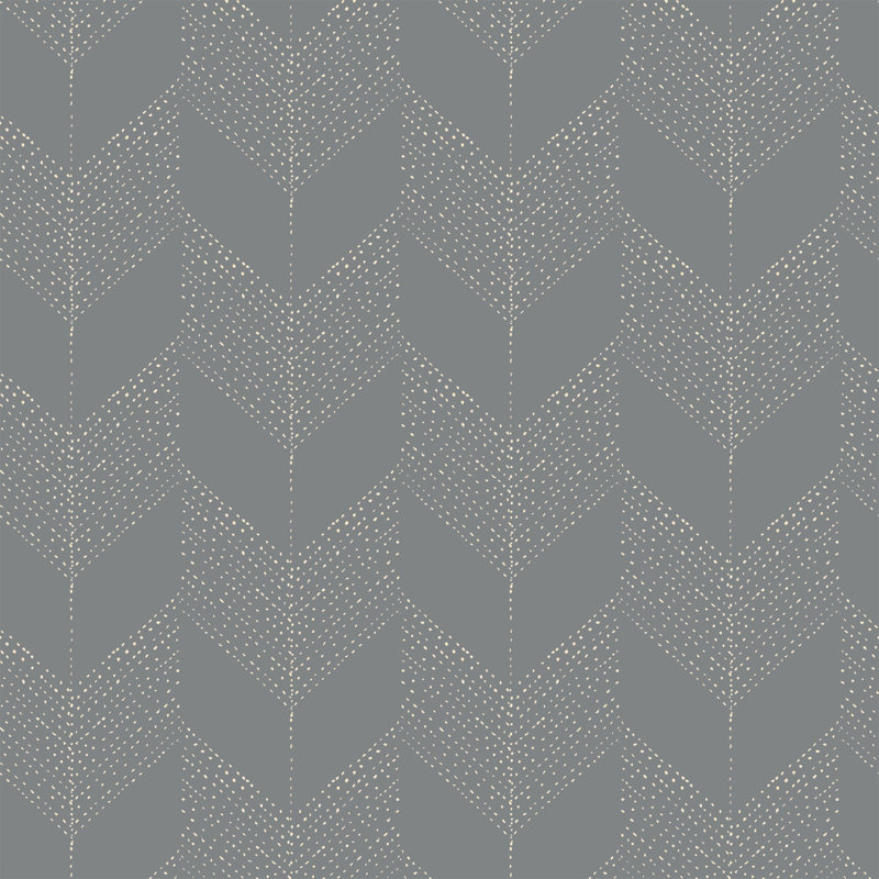 Organic Chevron 10' L x 24" W Wallpaper Roll, Gray, Faux Grasscloth, Non-pasted