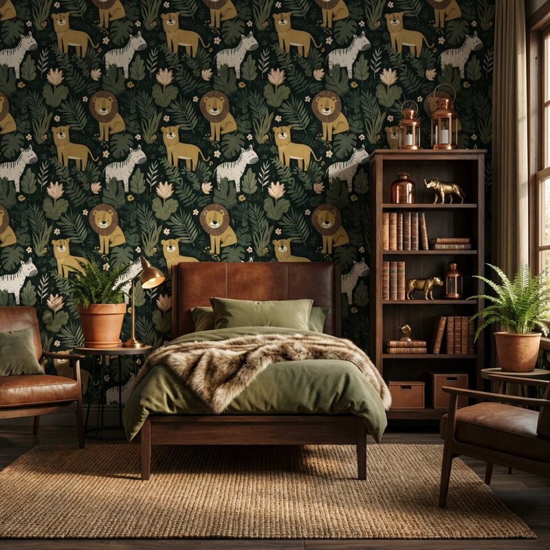 Papier peint Jungle, Peler et coller