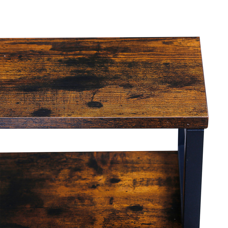 Bureau d'ordinateur avec tablettes de rangement, table d'écriture pour bureau à domicile, Brun clair rustique