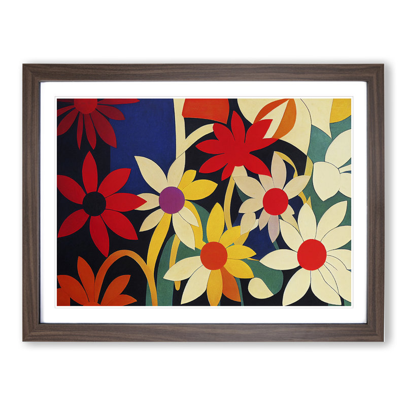 An Extravagant Abstract Flowers - Framed Print, Walnut, 46cm H x 64cm W x 2cm D