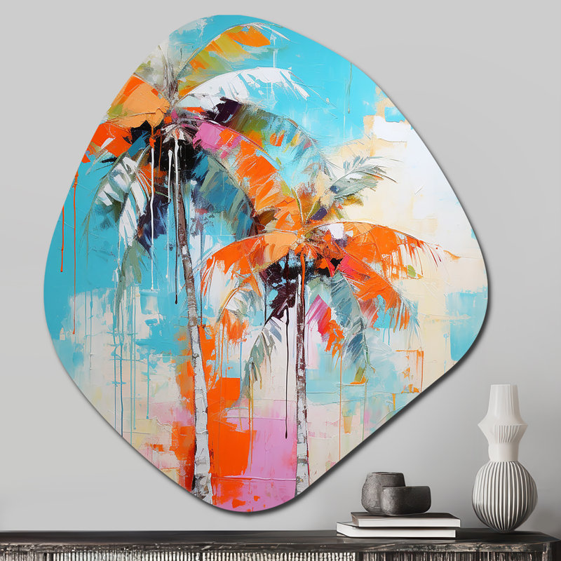 Denio - Unique Shape Palms, impression murale de sculpture en métal asymétrique, H 28 po x l 25 po