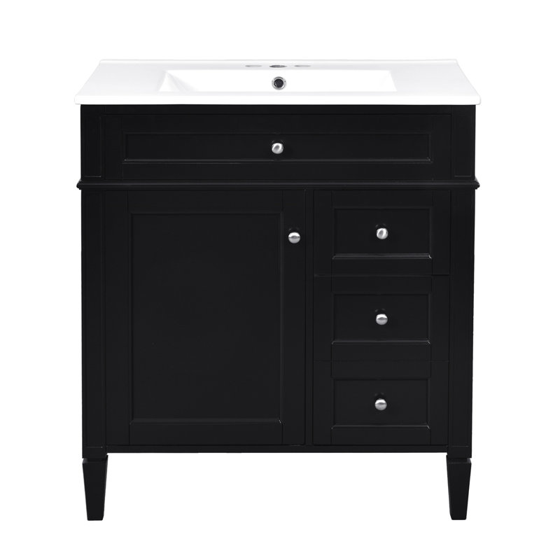 Meuble-lavabo de 30 po avec lavabo supérieur, Noir