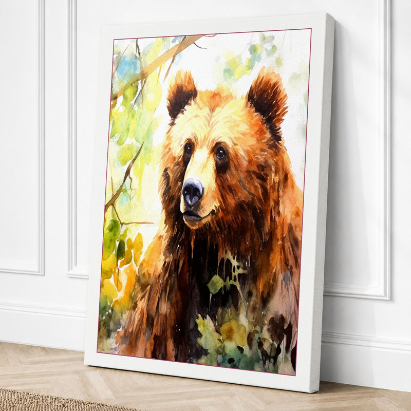Brown Bear Stillness Boho - Print, 24x16 - 61.0 x 40.6 cm, White Border