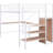 Full Size Metal Loft Bed With Desk & Wardrobe - Elegant Bedroom Fixture In White Grid Feature Element Option-964280797-964280796