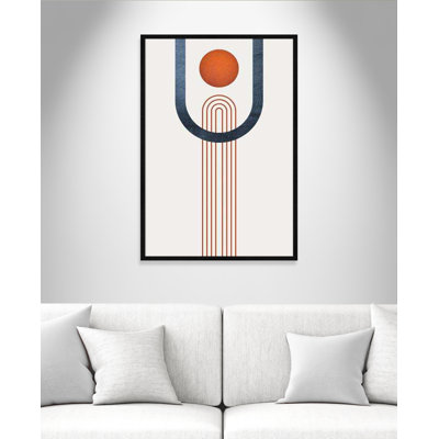 Minimalist Mid Century Orange Navy III By Urban Epiphany - Framed Art Full Bleed