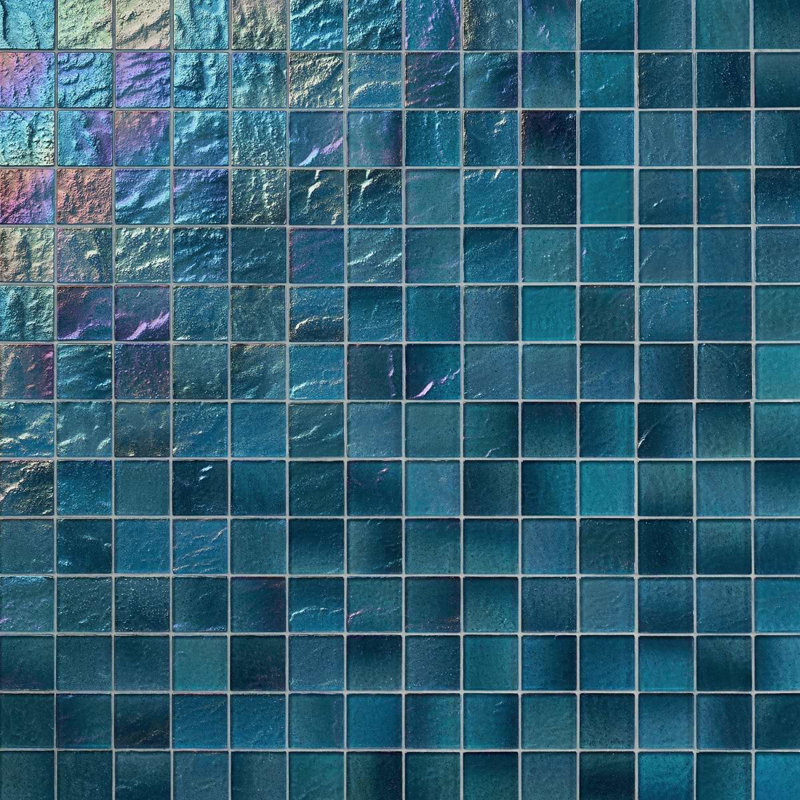 Splash 2X2 Polished Glass Mosaic Tile, Tropical Blue