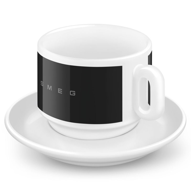Ensemble de 2 tasses à cappuccino style années 50 en porcelaine