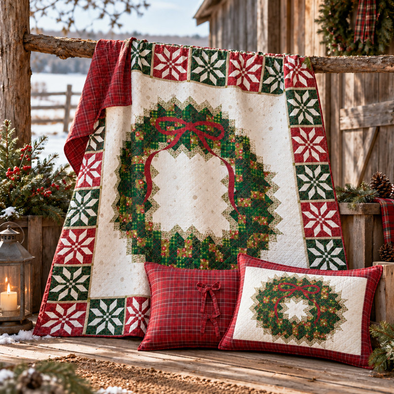 Merry Berry Reverisbile Holiday Quilt Set, King