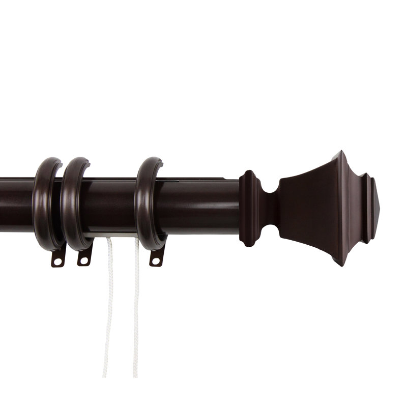Tringle à rideaux simple réglable 1,5 po Leeann, l 48 po à 84 po, Cacao
