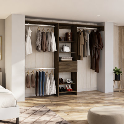 Calveston 1Drawer 4Shelf Closet System Dark Walnut