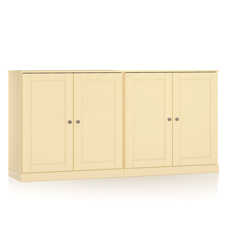 Buffet 100% bois massif 64 "avec portes solides, Jaune