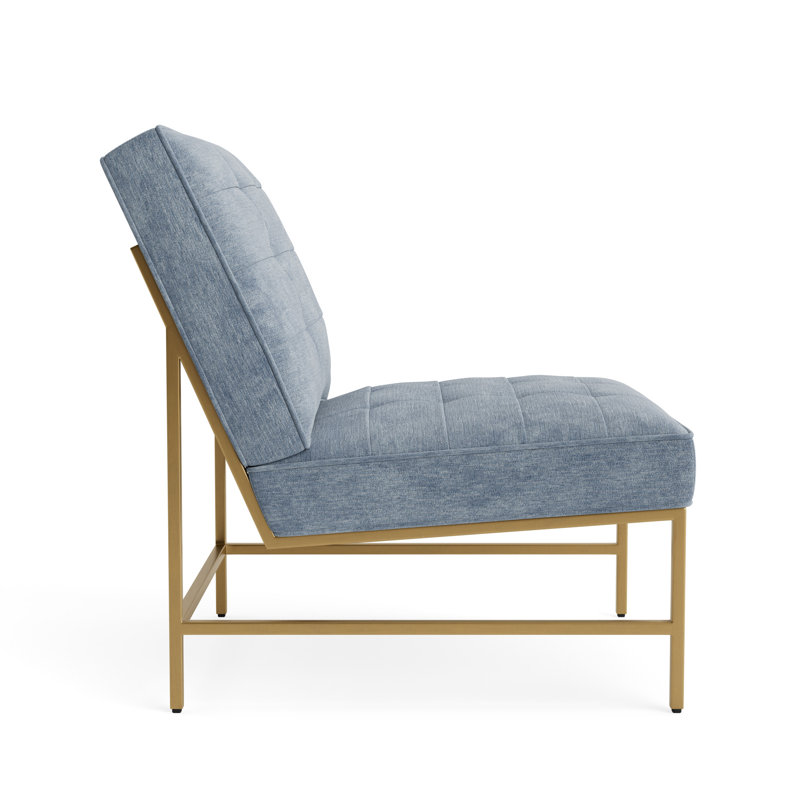 Major Chair, Vintage Chenille - Smoky Blue, Brushed Brass