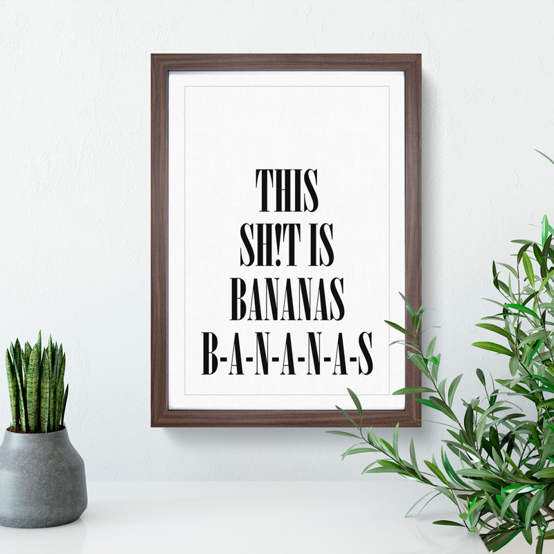 Bananas - Picture Frame Typography, 48cm H x 36cm W x 2cm D, Walnut