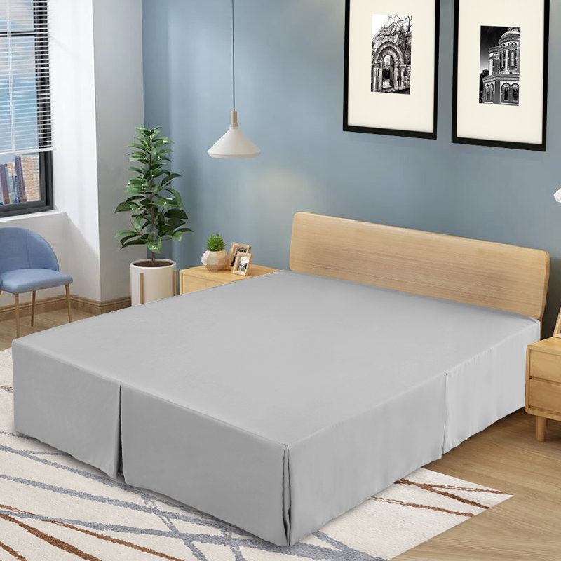 Grey Queen Brushed Microfiber Pleated Bed Skirt with 16 Inch Drop